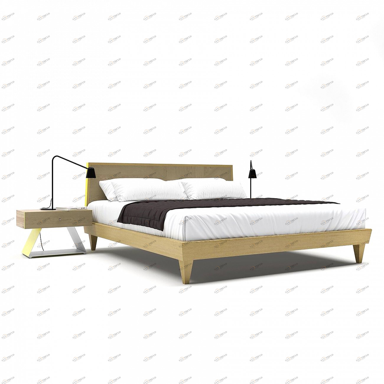 Кровать двуспальная 160x200 светло-коричневая Sens BRAGIN DESIGN ДИЗАЙНЕРСКИЕ 256504 Бежевый 