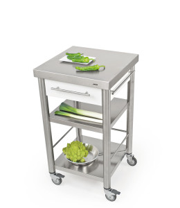 Отдельно стоящий кухонный модуль из нержавеющей стали и Corian