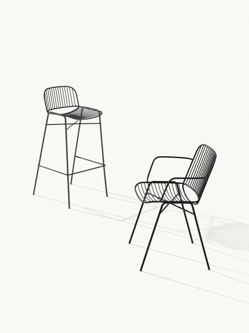 Shade 626 Стул с подлокотниками и стальным каркасом, 4 ножки. Сиденье и спинка в стальном каркасе. Et al. Shade - Вид №4