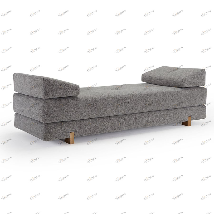 Диван Sigmund с двумя подушками и ножками Drip из лакированного дуба, серый меланж Innovation Living SIGMUND538