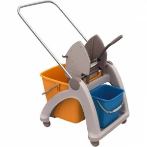 MO2P Пластиковая тележка для уборки, одно ведро 25 л + ведро 6 л, пресс для швабры Merida