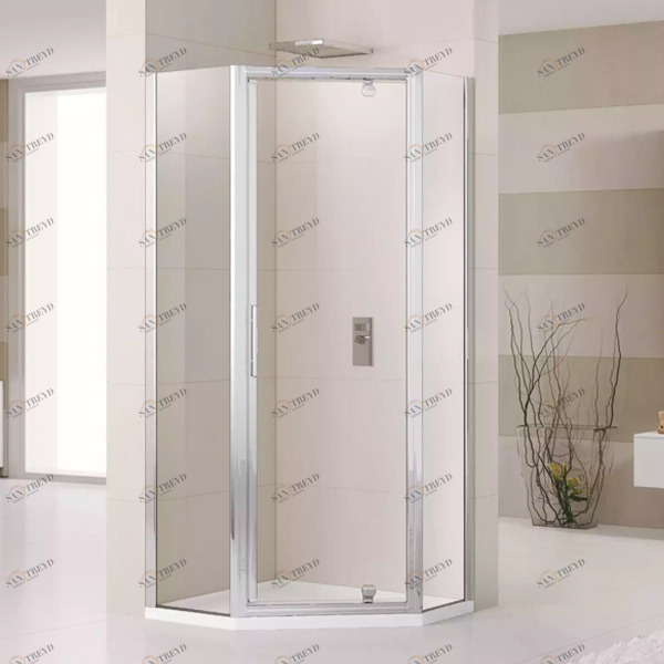 Душевой уголок 100x100 LUNES PENTAGONO G Novellini LUNES с серебристым профилем LUNESPG1001B