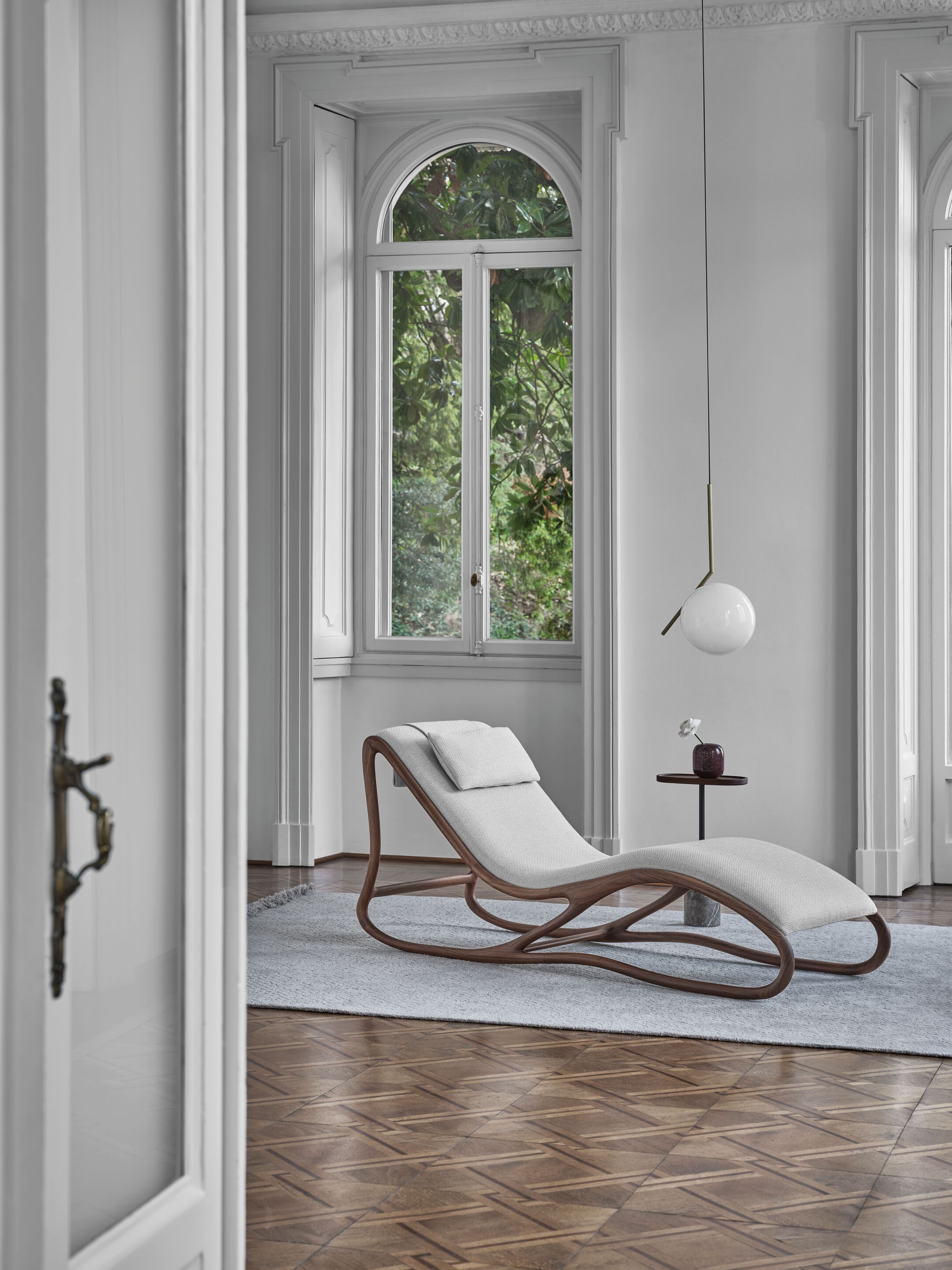 Съемный шезлонг из массива грецкого ореха и ткани Porada двадцать четыре ARCH-00153124