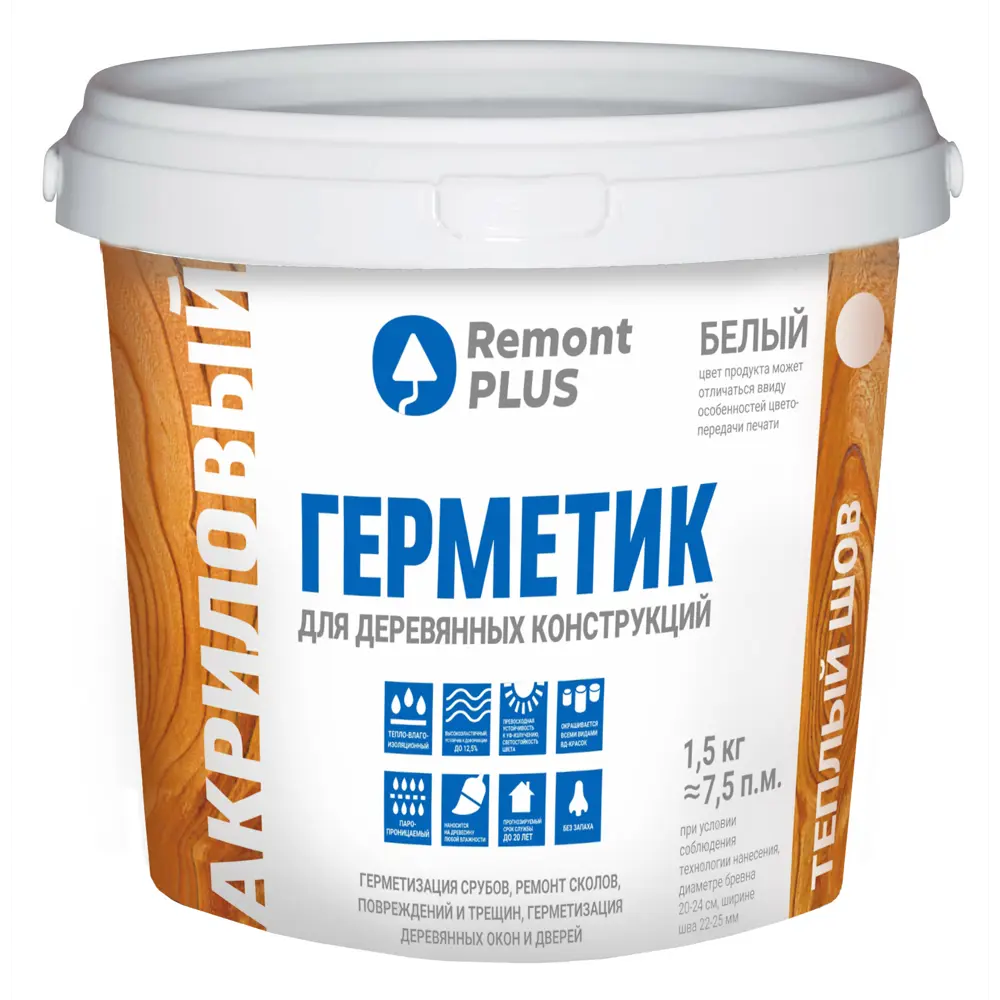 84534357 Герметик акриловый Remont PLUS для деревянных конструкций белый 900 мл STLM-0853335