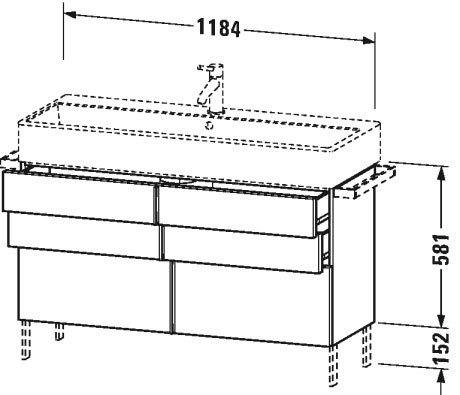 VA658904040 Vero Air Тумбочка напольная Черный глянцевый лак Duravit - Вид №1