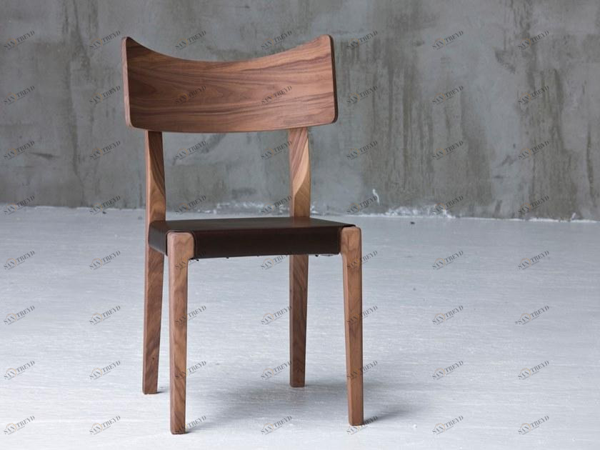 Gervasoni Стул из орехового дерева с коричневым кожаным сиденьем Sweet sun-id-1424166