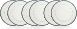10665470 Noritake Набор из 6 тарелок обеденных Noritake "Богарт платиновый" 28см Фарфор костяной