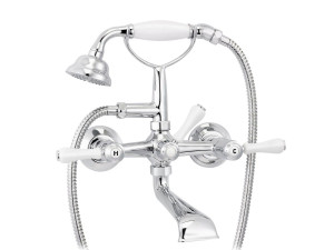 Настенный смеситель для ванны с 2 отверстиями и ручным душем