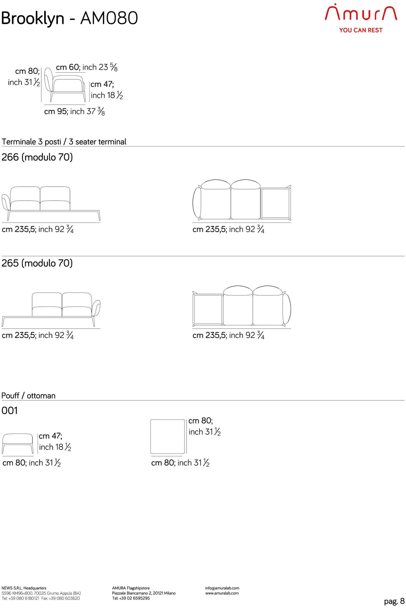 AMURA 2-местный тканевый диван Brooklyn Am080.020 - Вид №13