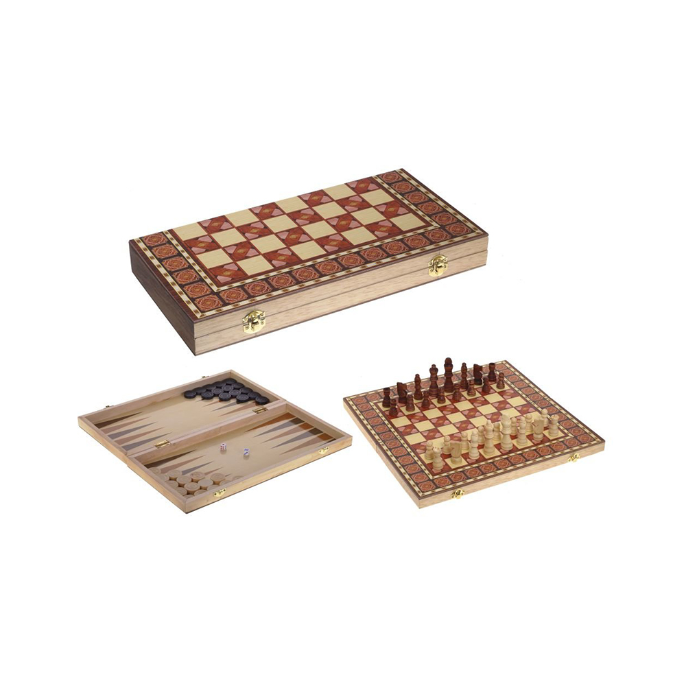 231289 Игра настольная 3 в 1 (шахматы, шашки, нарды) 39 х 19.5 х 4.5 см Коричневый Santreyd 