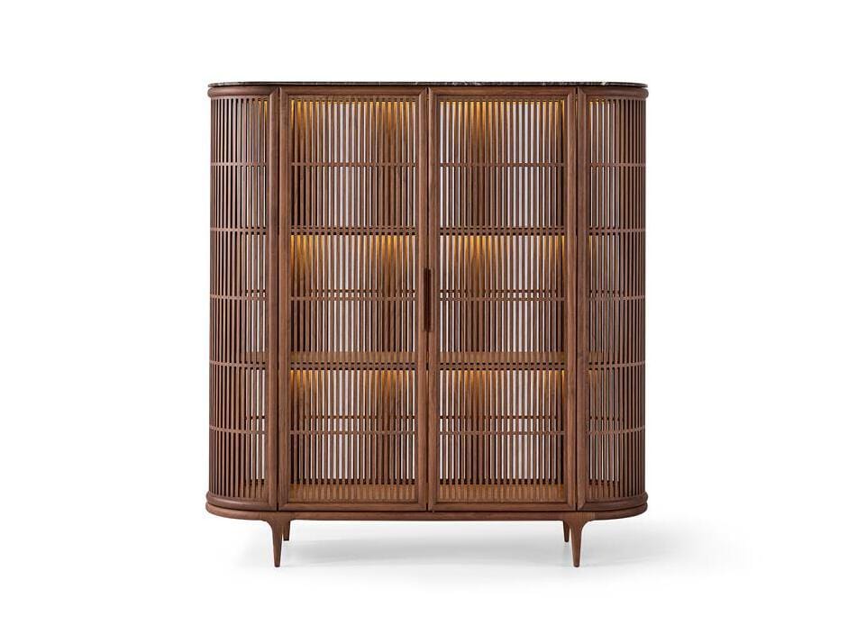 Шкаф из грецкого ореха со встроенным освещением Mobi груша ARCH-00031636