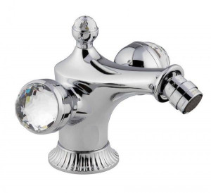 98004VSWCR Смеситель The One для биде. Металлические ручки + большие прозрачные кристаллы Swarovski, цвет хром