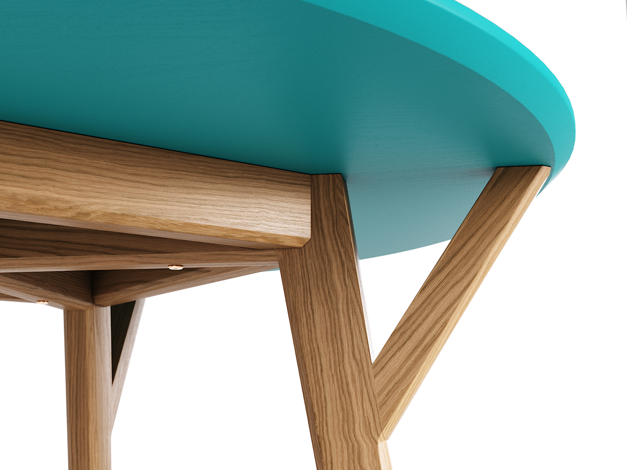 Обеденный стол круглый натуральный дуб, бирюзовый 102 см Circle THE IDEA  210011 Бежевый  - Вид №1