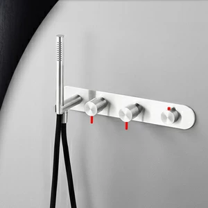 Смеситель для душа глянцевая сталь с красной ручкой Toki Radomonte TKI51LCIL25