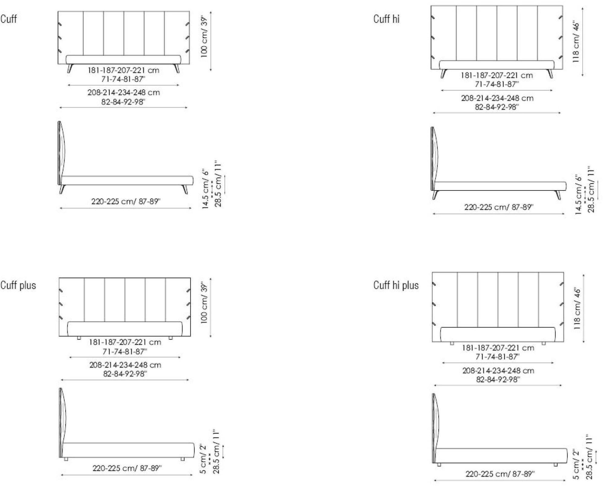 Bonaldo Двуспальная кровать с мягким изголовьем Cuff sun-id-1471221 - Вид №3