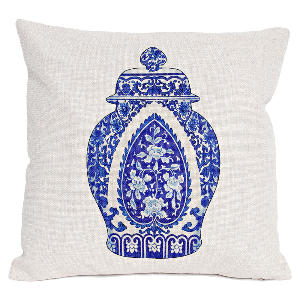 2719165 Декоративная подушка «Китайская ваза», версия 2, антик блю Object Desire 