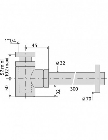 142500 000 00  Сифон для умывальника с розеткой и розеткой, дизайн Cylindrix, регулируемый, хромированная латунь Valentin Хром  - Вид №2