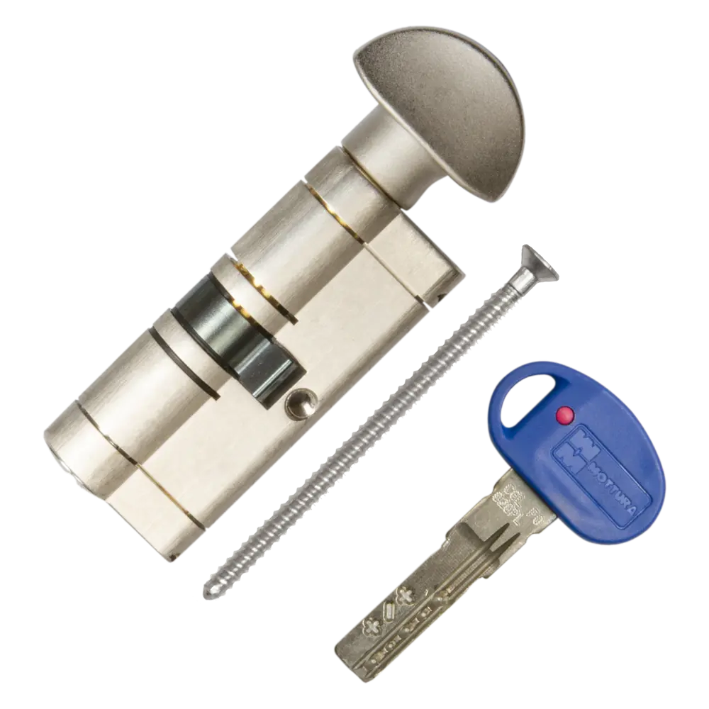 Цилиндр Mottura Champions Pro CP4F414101R, 36x10x36 мм, ключ/вертушка, цвет матовый никель STLM-2108022 - Вид №1