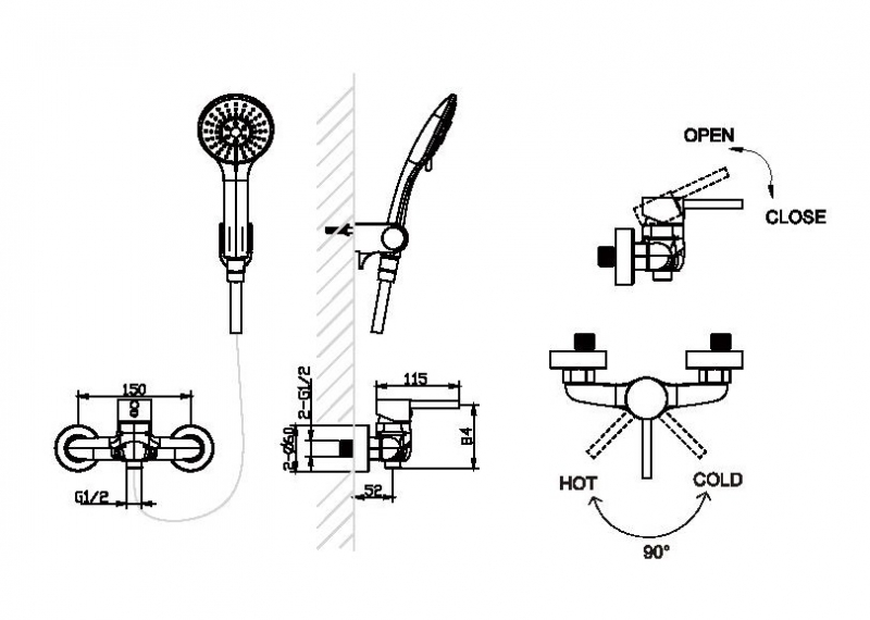 Смеситель для душа SLIM F9332366CP-01-RUS bravat - Вид №1
