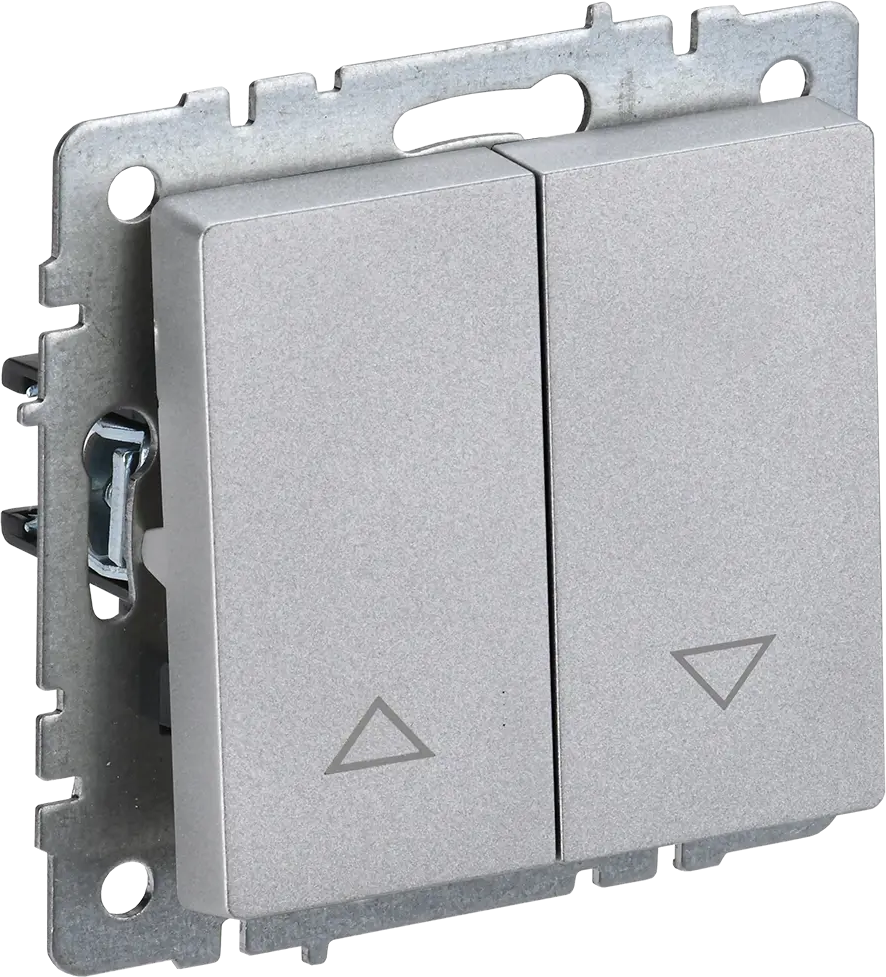 90832462 Выключатель жалюзи встраиваемый Iek Brite BR-V15-0-10-K47 2 клавиши цвет алюминий STLM-0404133