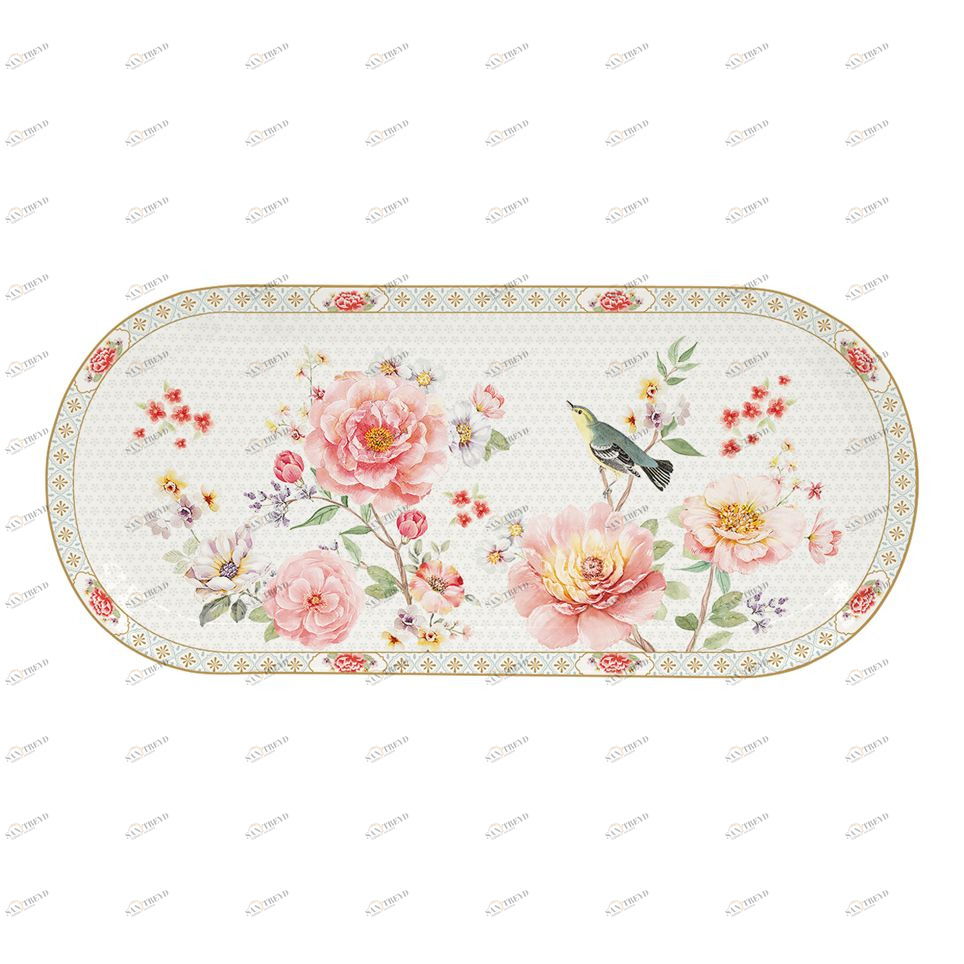 Блюдо фарфоровое овальное бежево-розовое "Райский сад" EASY LIFE РАЙСКИЙ САД 00-3946363 Бежевый;розовый 