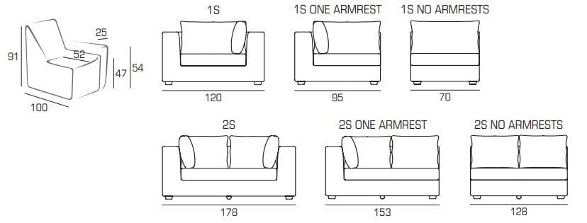 5-местный съемный тканевый диван Domingo Salotti Sander ARCH-00044951 - Вид №2