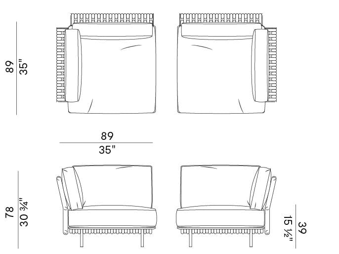 Угловое садовое кресло из ткани Potocco Soul ARCH-00005726 - Вид №2