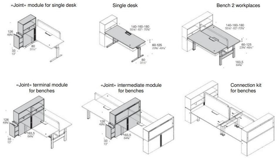 ESTEL GROUP Регулируемая по высоте рабочая станция со встроенной полкой Evo sun-id-1501314 - Вид №12