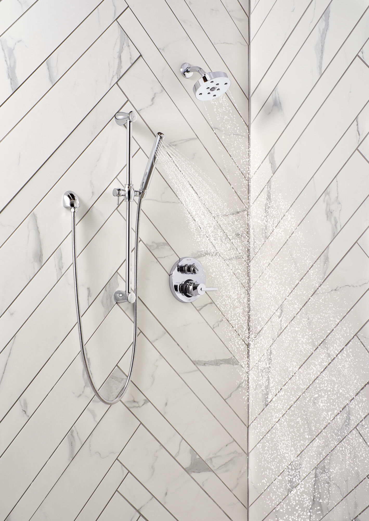 T24859 Трим клапана Contemporary Two Handle Monitor® серии 14 со встроенным переключателем на 3 положения Delta Faucet Delta Хром - Вид №2