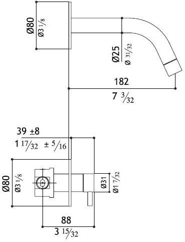 MGS Смеситель для умывальника из нержавеющей стали настенный Minimal sun-id-1383316 - Вид №3