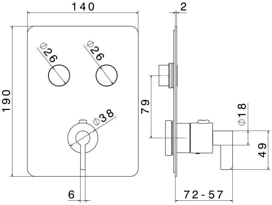 newform Смеситель для душа встраиваемый термостатический с переключателем Blink chic sun-id-1354271 - Вид №7