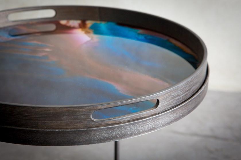 Ethnicraft Круглый поднос из дерева и стекла Tribal quest 20360 - Вид №2