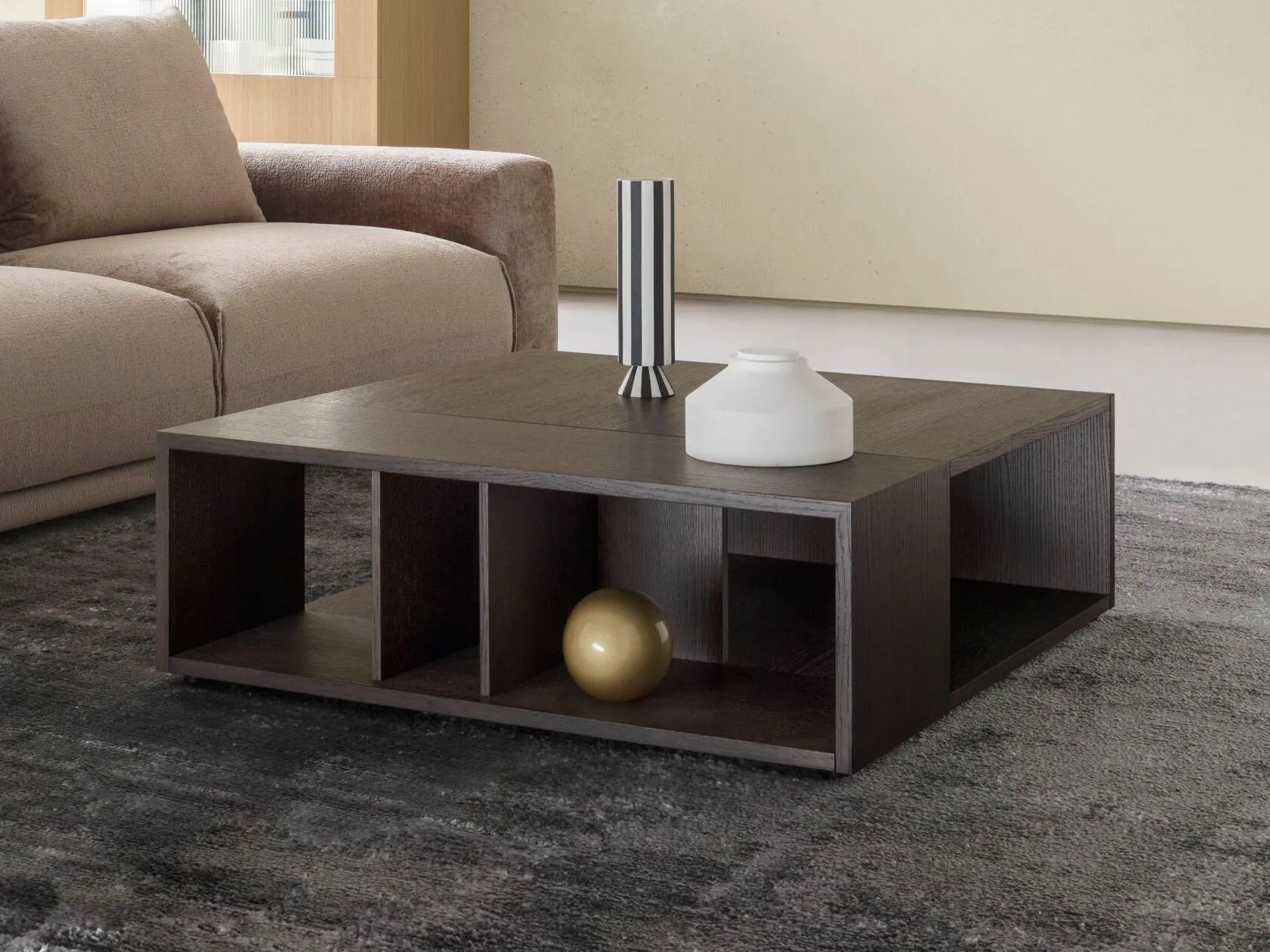 Деревянный квадратный журнальный столик с отсеком для хранения Alf DaFrè NORMAN ARCH-00024786