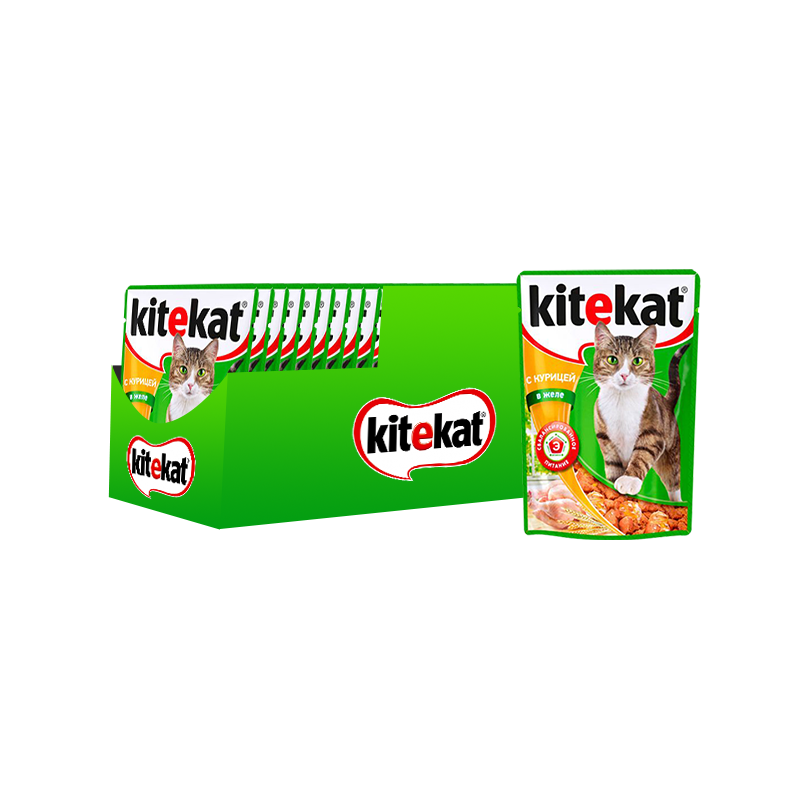ПР0037574*28 Корм для кошек курица в желе конс. пауч 85г (упаковка - 28 шт) Kitekat 