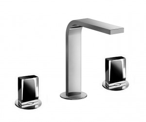 N504S  Смеситель для раковины на 3 отверстия - VENEZIA INвылет 15 см без ручек ограничитель потока воды до 5 л/мин при 3 бар картридж керамический 90° подводка донный клапан нажимного типа ручки заказываются отдельно, см. раздел ''Ручки'' Fantini Rubinett