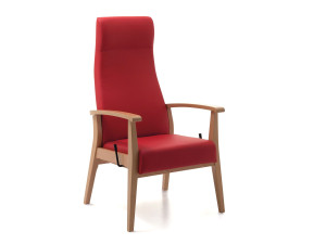 Кожаное кресло с высокой спинкой