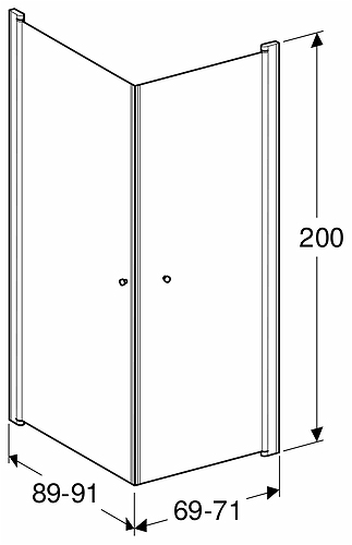 500.960.00.5 IDO Showerama 10-02 прямая душевая перегородка, IDO Showerama 10-02, матовые профили / полуматовое стекло, 900x800 мм  - Вид №4