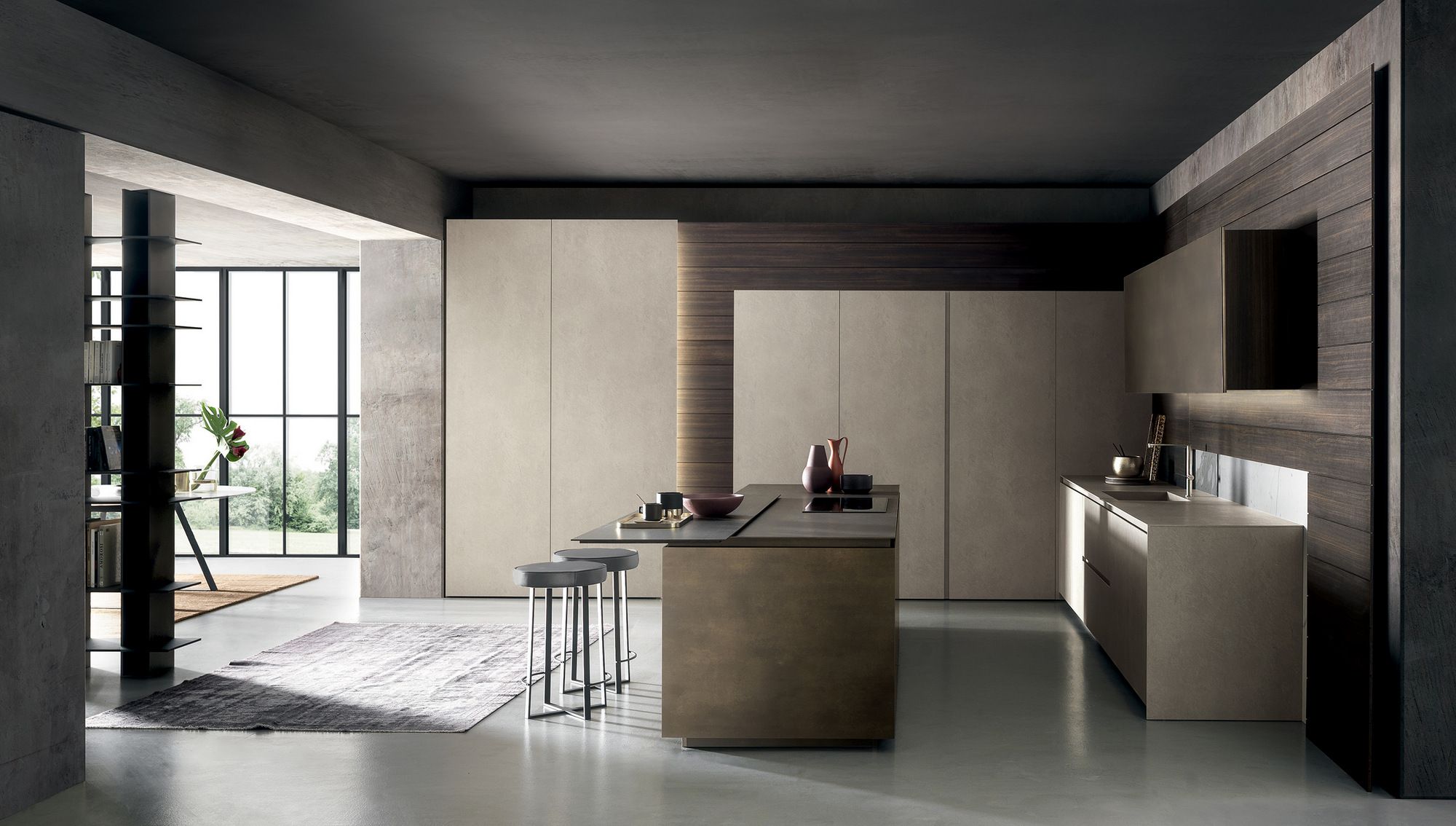 Кухня с островом в milltech и ламинированной столешницей MODULNOVA Skill ARCH-00104742 - Вид №1