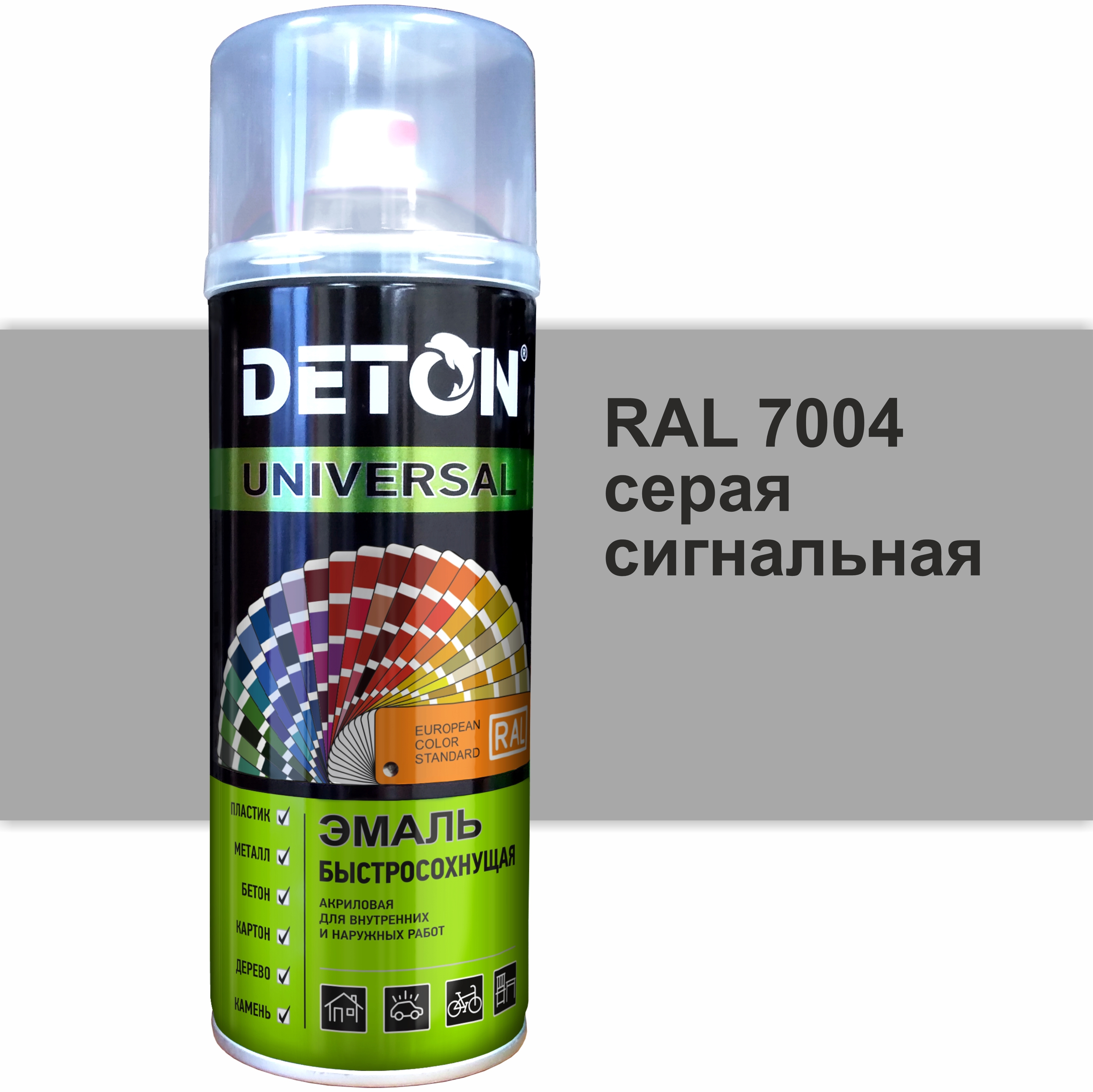 90357174 Эмалевая аэрозольная краска DTN-A07252 глянцевый цвет серый 520 мл STLM-0199025 DETON