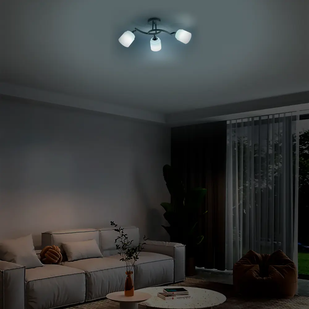 Люстра потолочная Seto 3 лампы 12 м² цвет хром SCHAFFNER STLM-2001203 - Вид №10