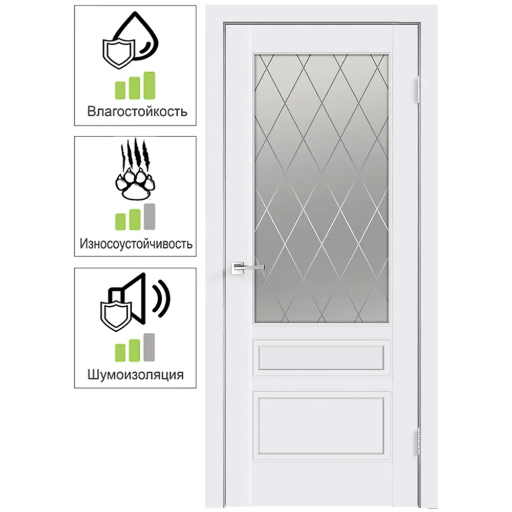 Дверь межкомнатная Сканди 3V остекленная эмаль цвет белый 90х200 см 83505825 STLM-2180288 VELLDORIS 