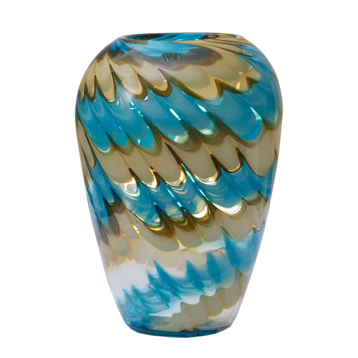 Ваза стеклянная бело-синяя от Garda Decor GARDA DECOR - 033954 Голубой  - Вид №1