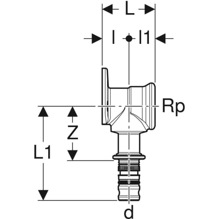 GEBERIT 612.305.00.5 Водорозетка проходная Geberit Mepla 90°, с уступом  - Вид №2