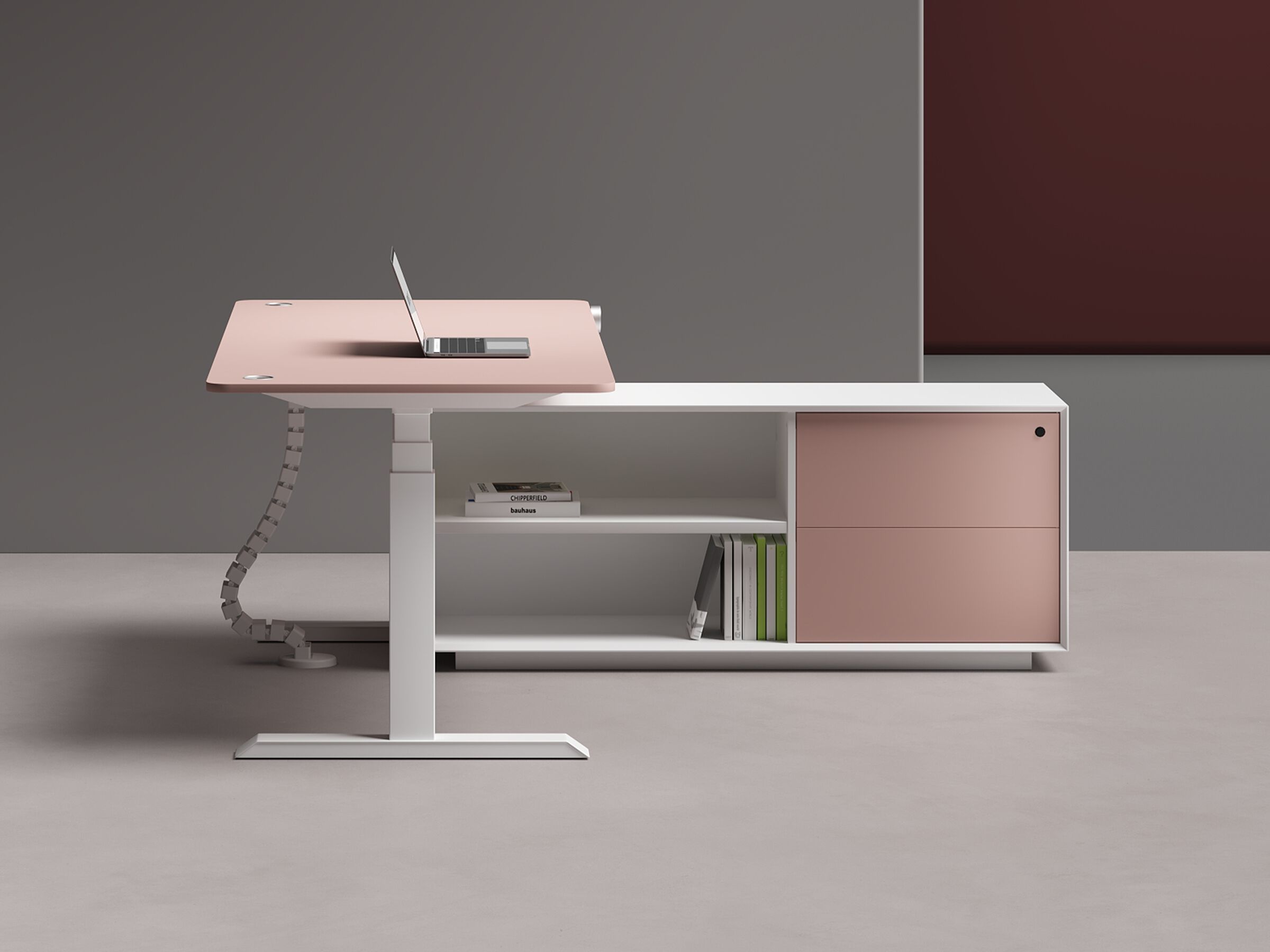 Деревянный угловой стол с регулируемой высотой со встроенной полкой WORKSPACE MAX PRO NOVA ARCH-00118312 - Вид №1