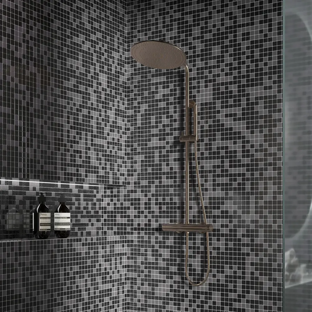 Мозаика Kreaforta черно-серая для интерьера и экстерьера 32.7×32.7 см 89400886 STLM-1572941