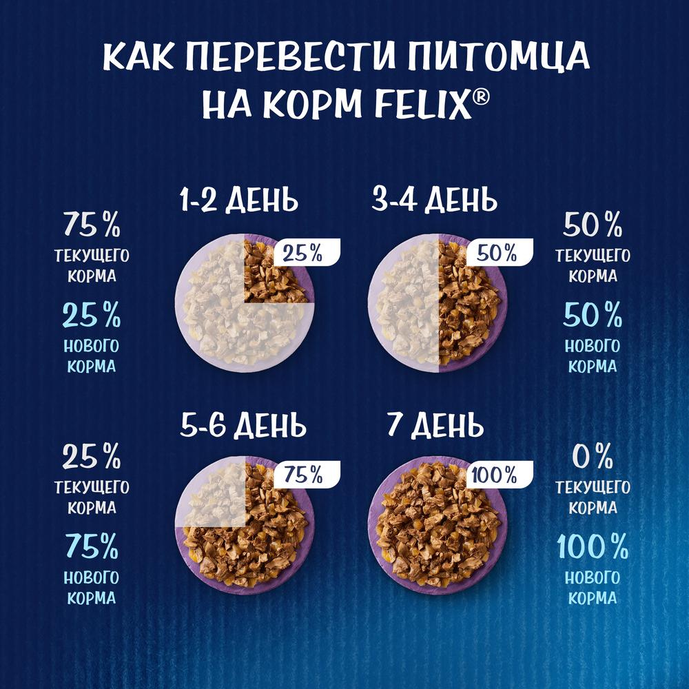 ПР0016273 Корм для кошек Аппетитные кусочки с говядиной в желе, пауч 85 г FELIX  - Вид №7