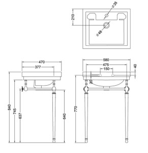Прямоугольная консольная раковина в витрине