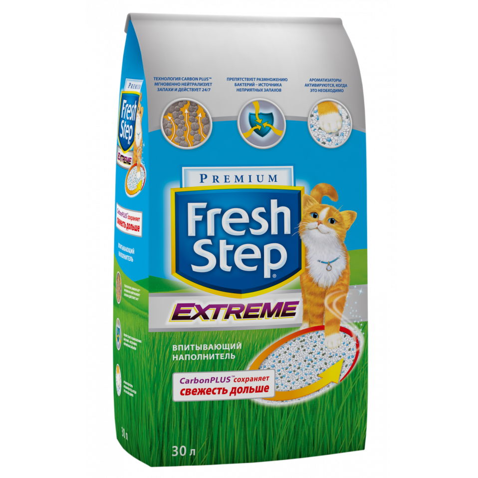 Т00001990 Наполнитель для кошачьего туалета с тройным контролем запаха впитывающий 30 литров Fresh Step 