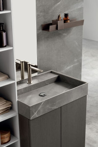 Деревянный напольный шкаф с одной раковиной с дверцами