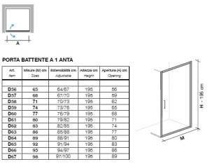Хрустальная ниша душевая кабина с распашной дверью